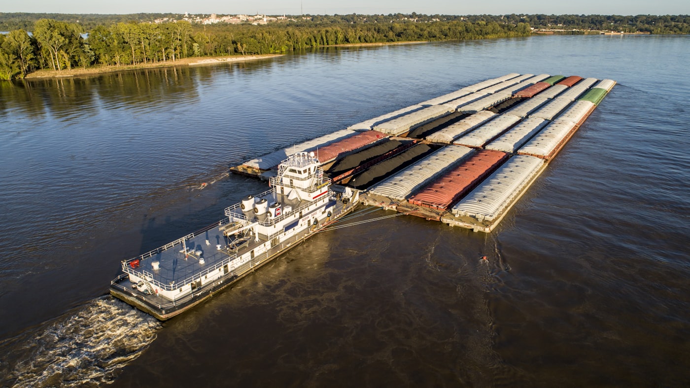Coal barge under tow